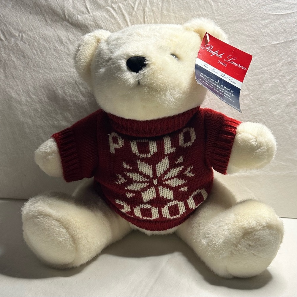 Vintage Polo Ralph Lauren Plush Teddy Bear Red Ski Snowflake Sweater 1999/2000